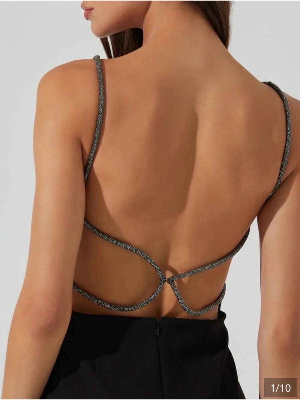 Zara Sparkle Backless Strappy Dress in Metallic Silver